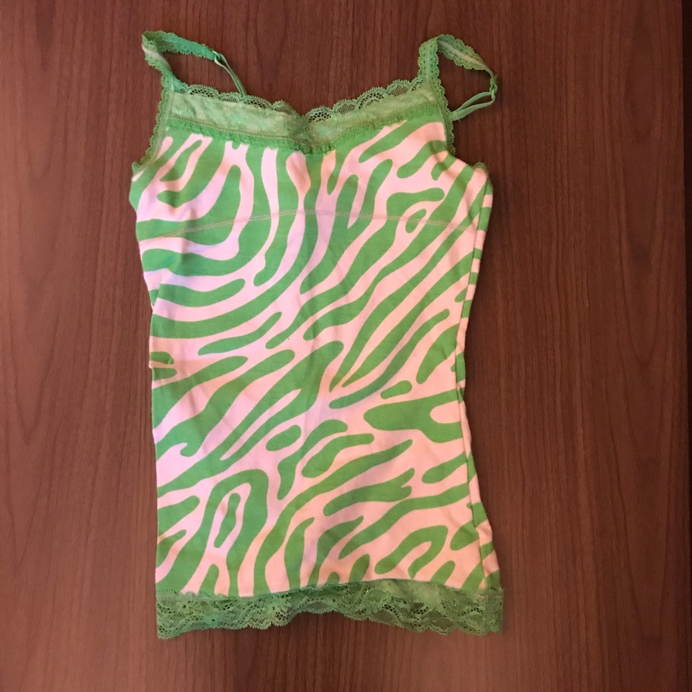 green zebra stripe tank top- like new